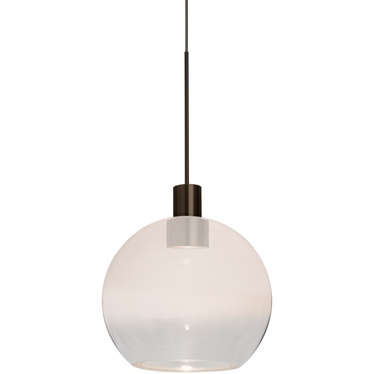 Newton 1 Light Bronze Pendant Ceiling Light in Milky White/Clear Glass