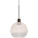 Newton 1 Light Bronze Pendant Ceiling Light in Milky White/Clear Glass