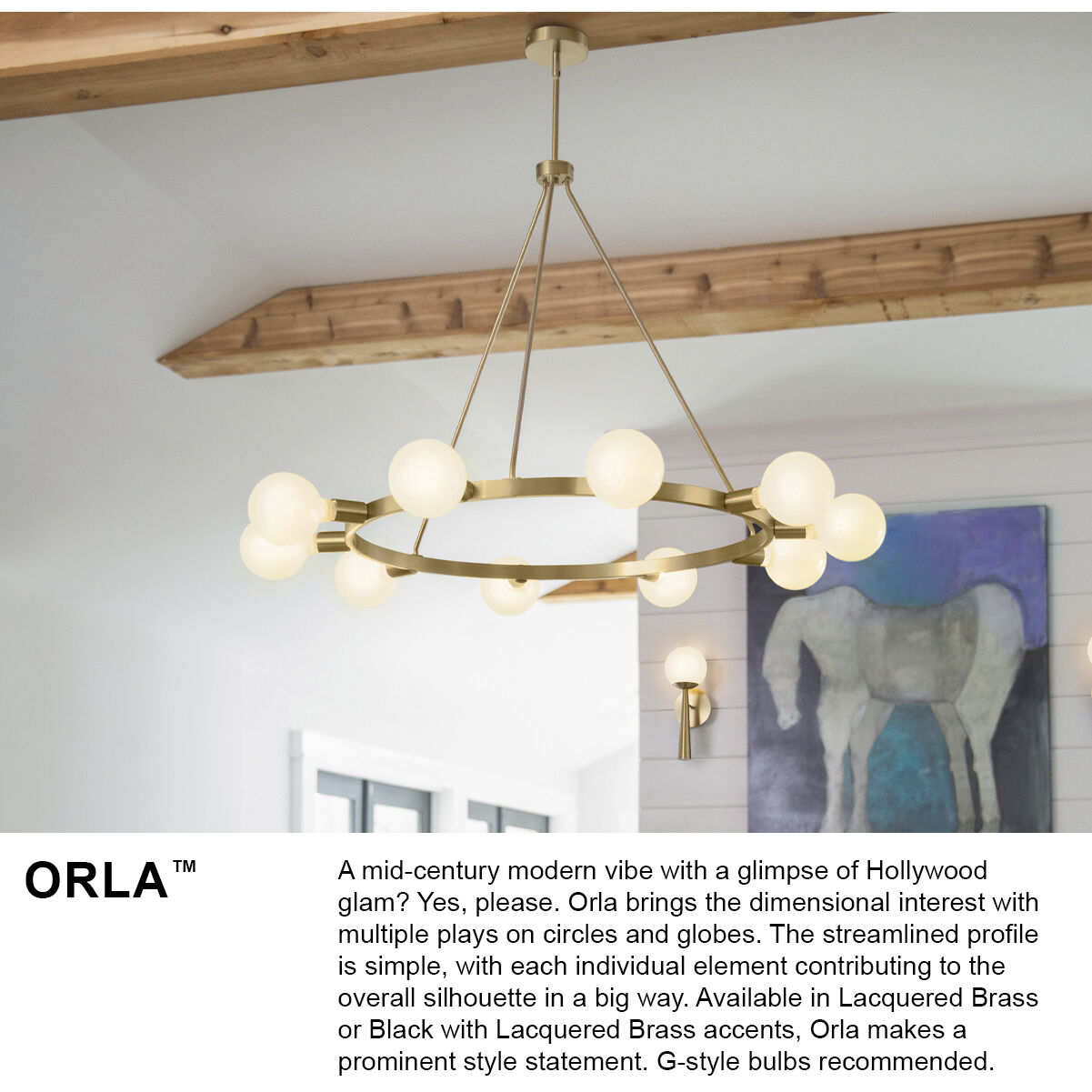 Orla LED 36 inch Lacquered Brass Chandelier Ceiling Light