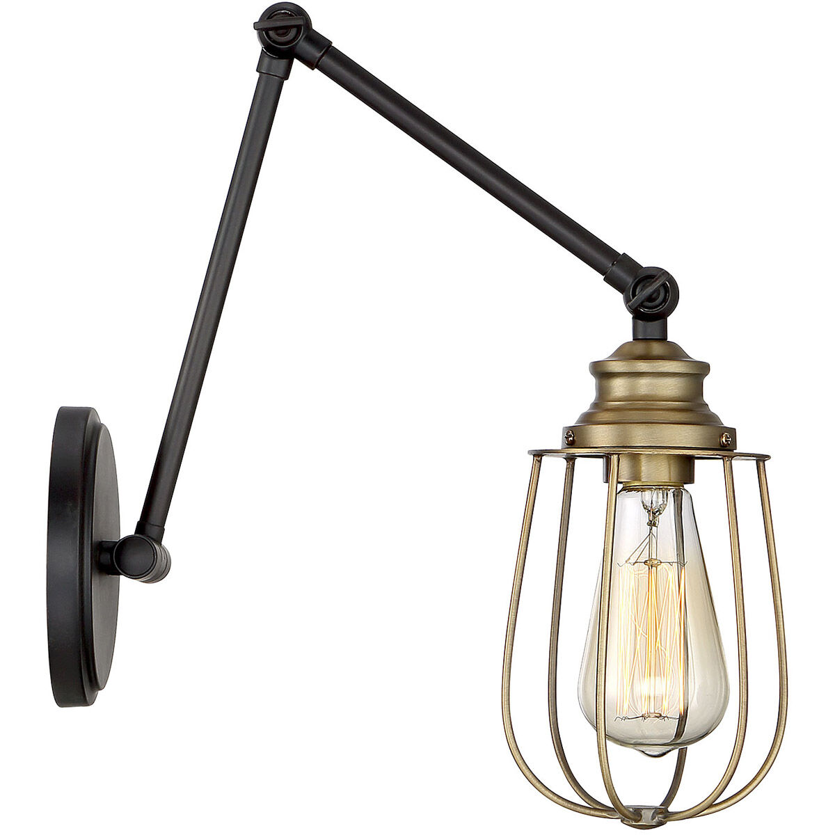 Industrial 5 inch 60.00 watt Oil Rubbed Bronze with Natural Brass Adjustable Wall Sconce Wall Light