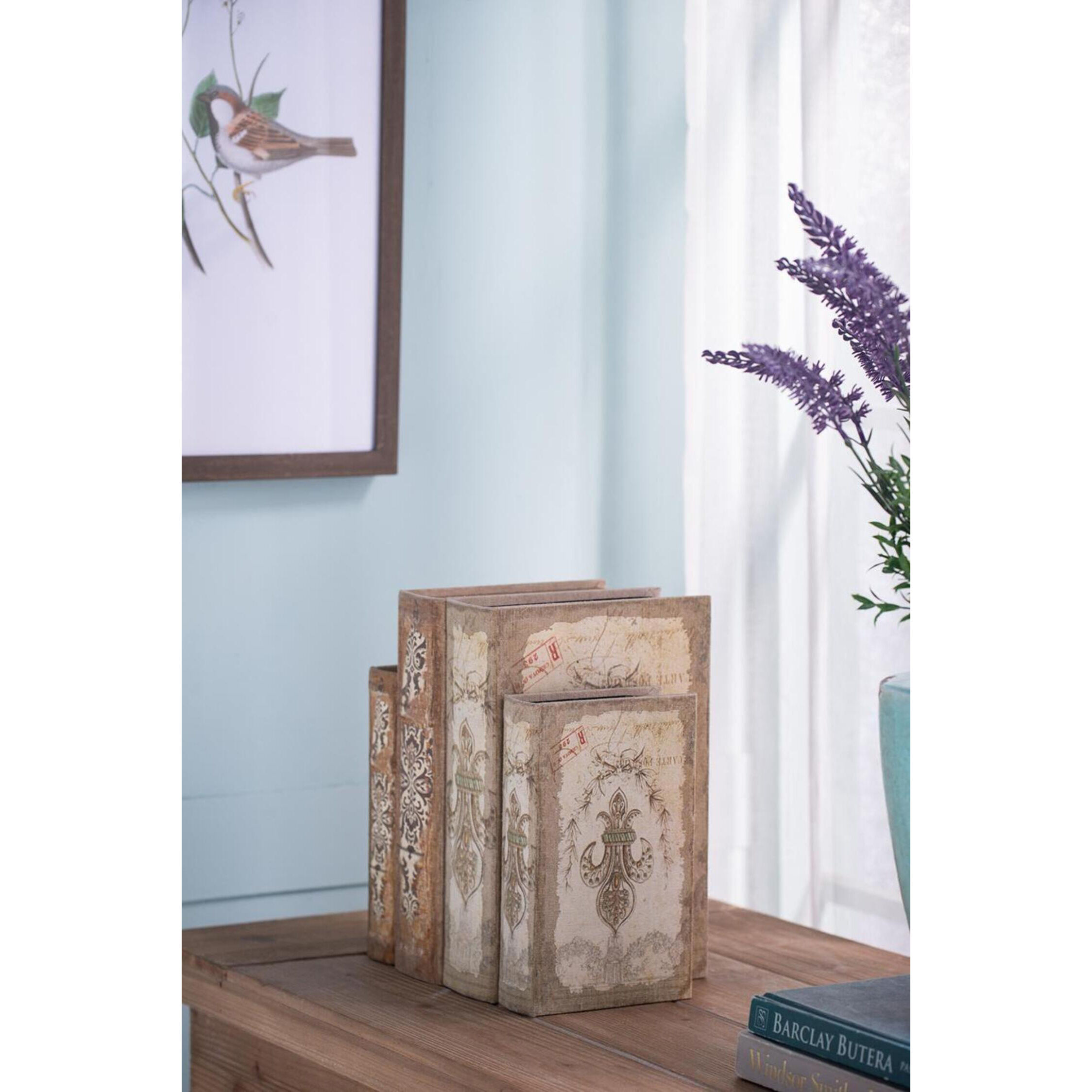 Anita 7 X 3.2 inch White Book Box, Set of 4