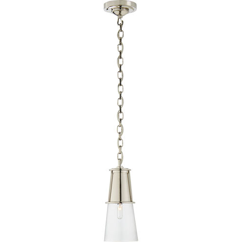 Thomas O'Brien Robinson 1 Light 4.75 inch Polished Nickel Pendant Ceiling Light in Clear Glass, Small