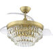 Sofia 42 inch Satin Brass with Clear Acrylic Blades Fan, Hidden Blades