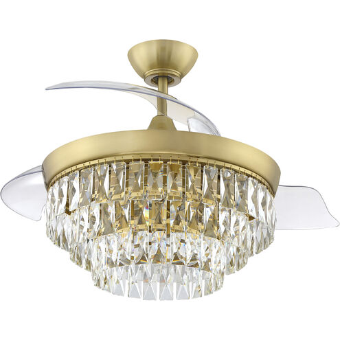Sofia 42 inch Satin Brass with Clear Acrylic Blades Fan, Hidden Blades