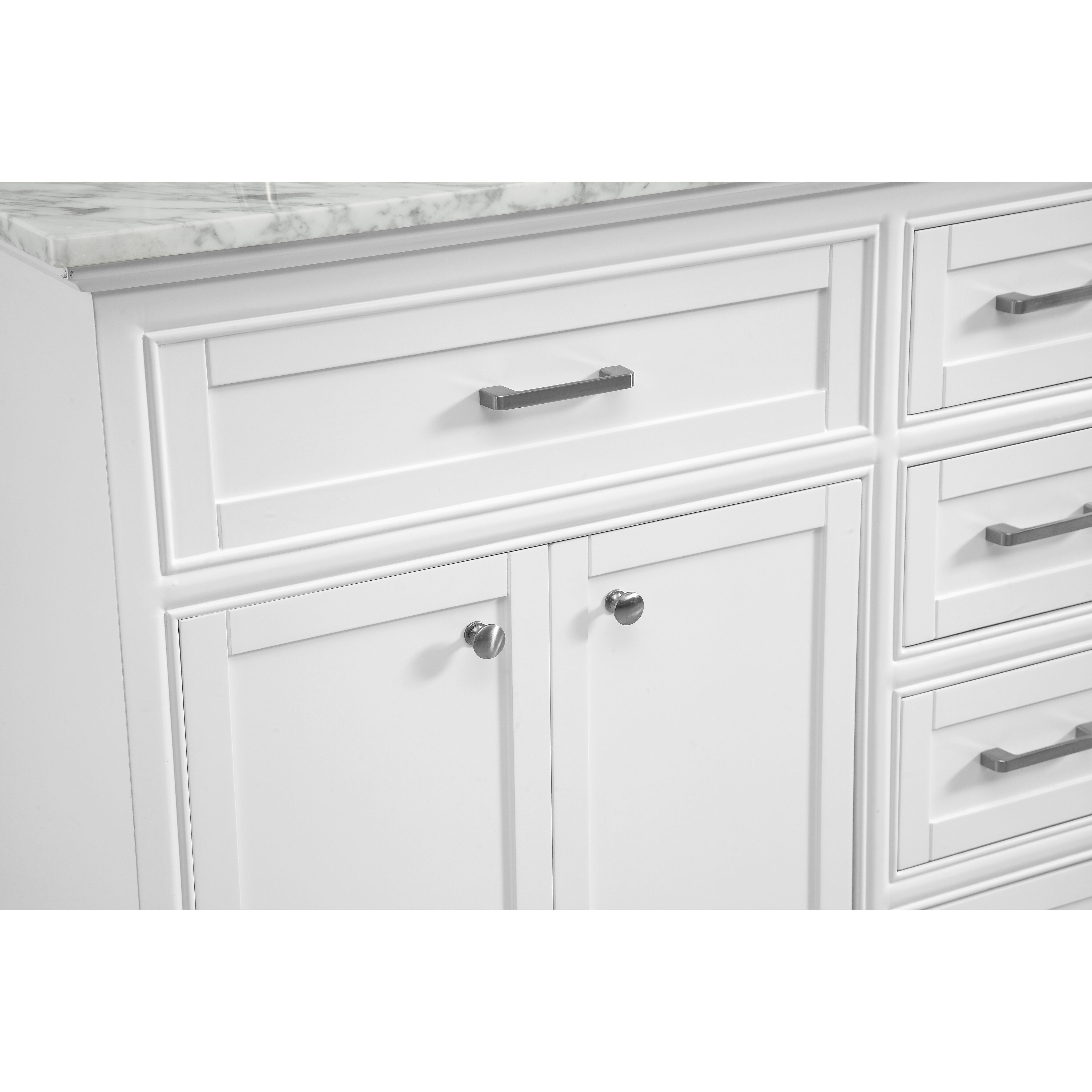 Americana 60 X 35 inch White with Carrara White Marble Vanity Set