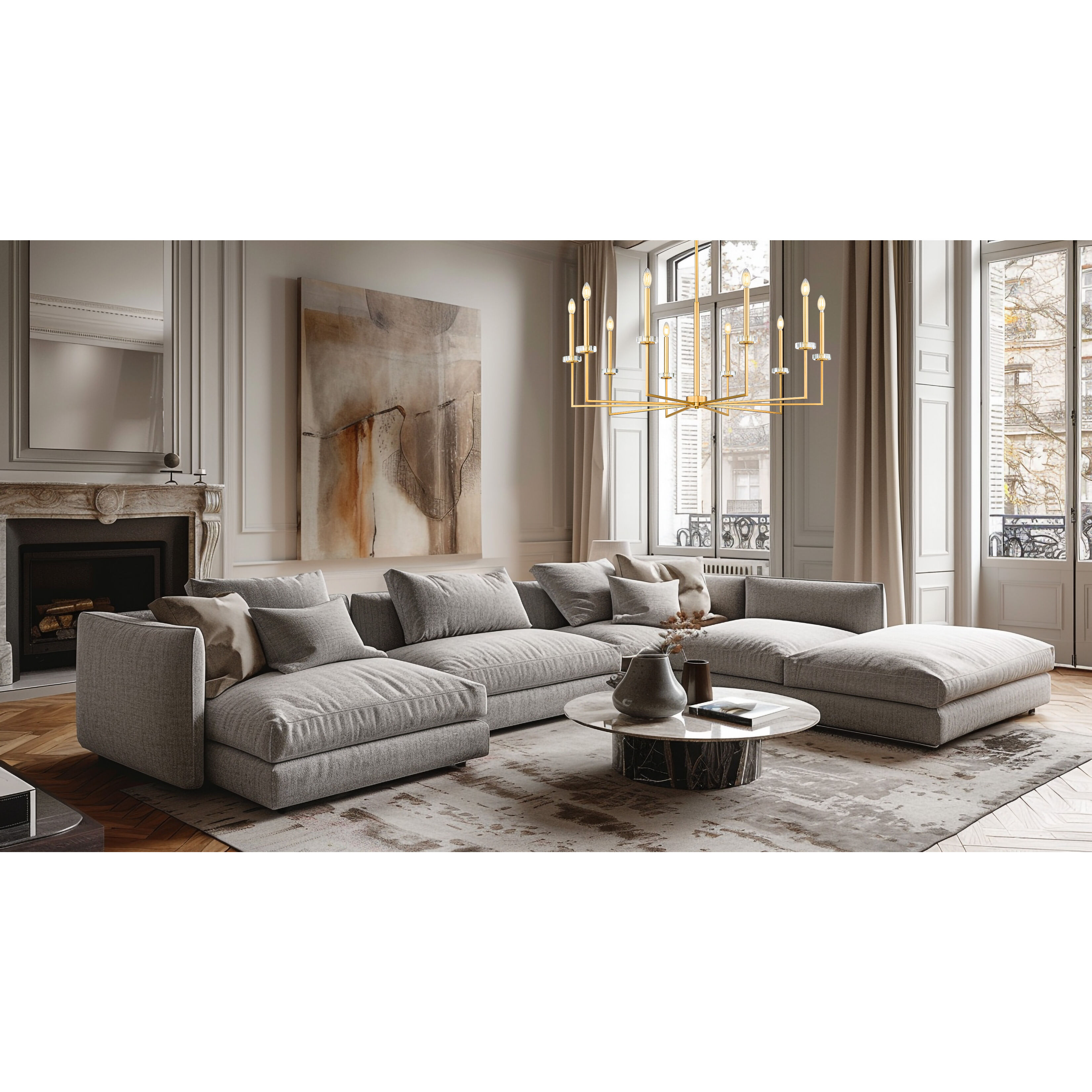 Gaultier 10 Light 44.75 inch Mondern Gold Chandelier Ceiling Light in Modern Gold