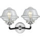 Nouveau Small Oxford 2 Light 16 inch Black Polished Nickel Bath Vanity Light Wall Light in Clear Glass, Nouveau
