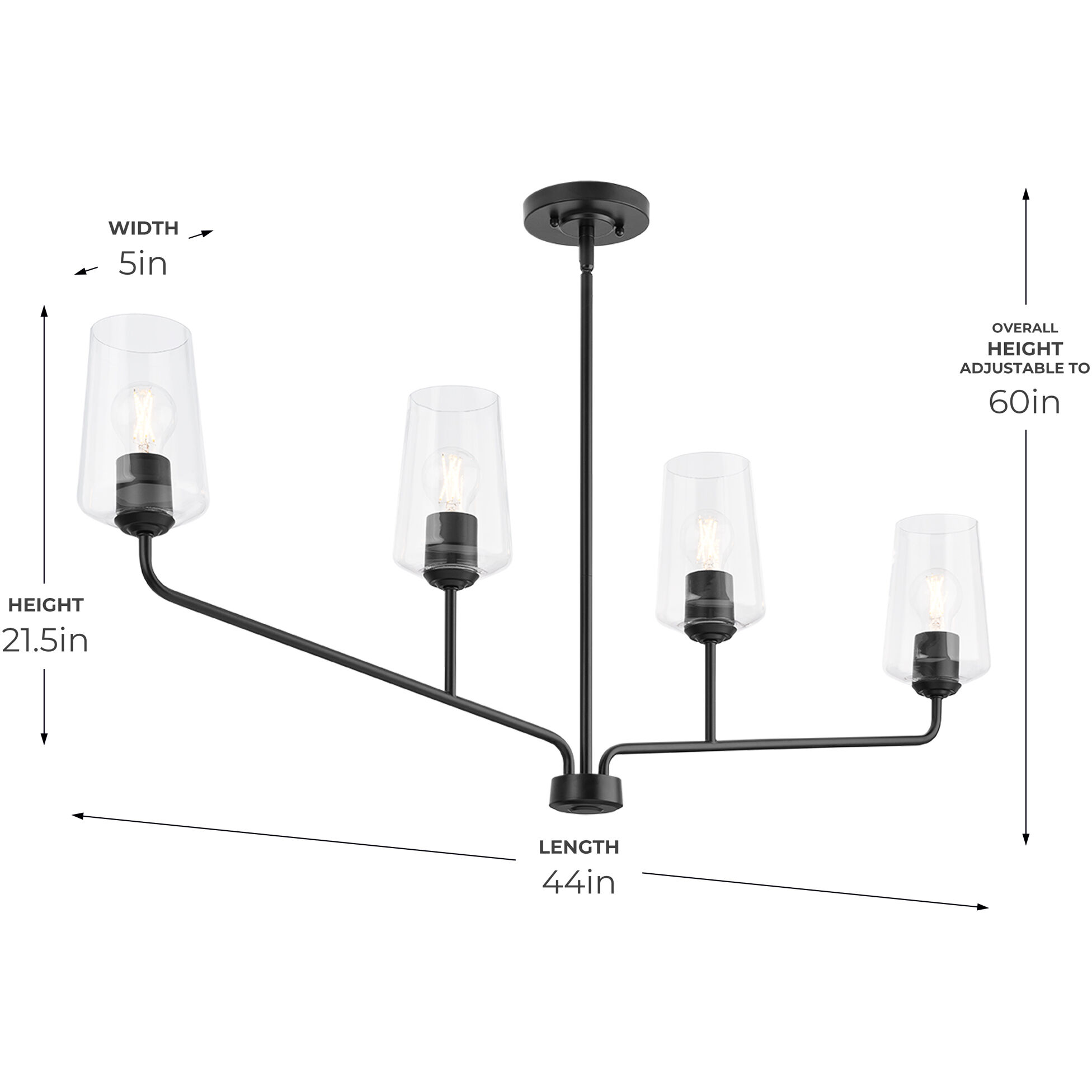 Celino Linear Chandelier Ceiling Light in Black