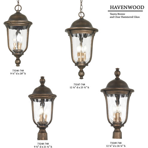 Havenwood 4 Light 27 inch Tavira Bronze And Alder Silver Outdoor Wall Mount, Great Outdoors 