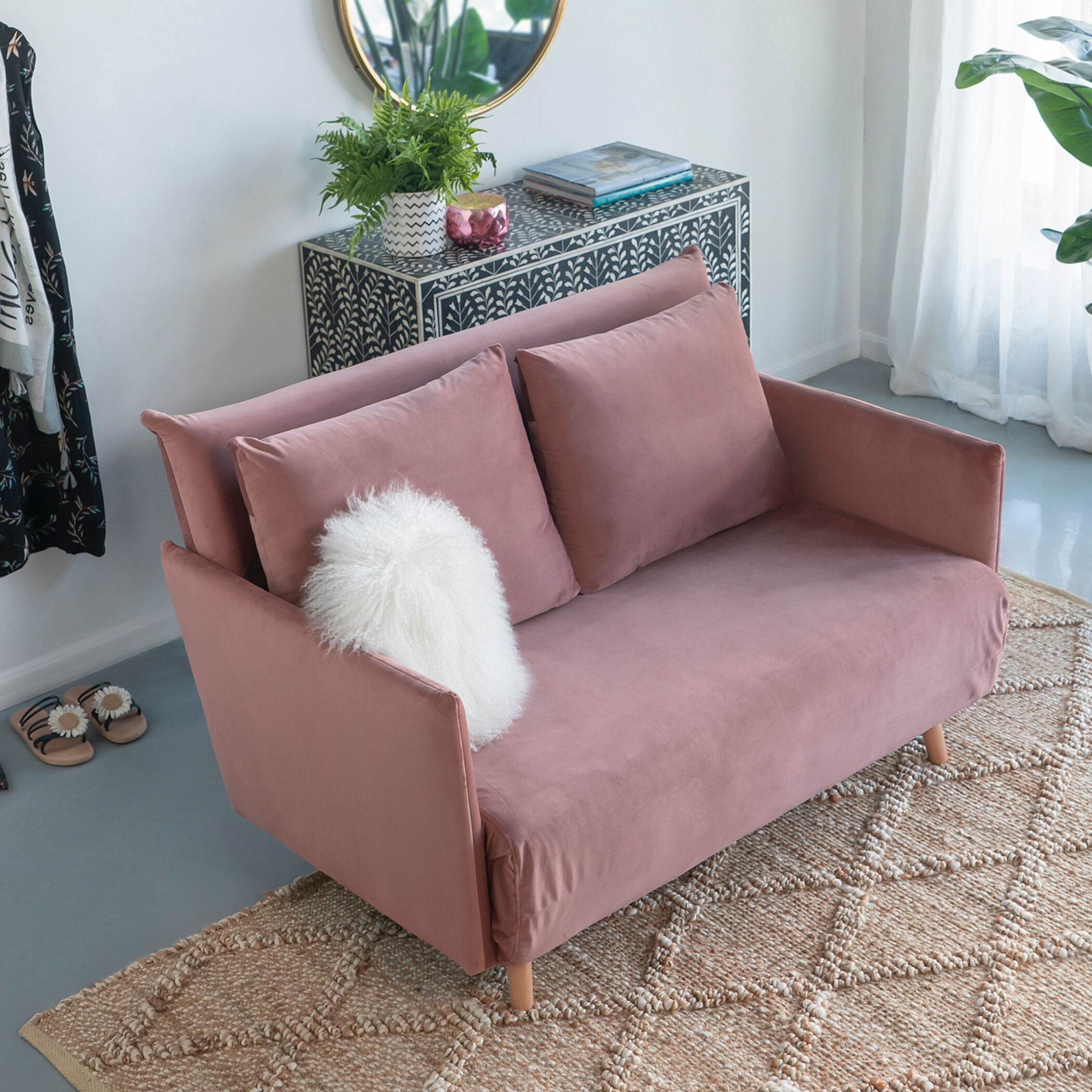 A B Home 77776 DS Upholstered Dusty Pink Sofa