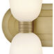 Lisa McDennon Tallulah LED 12 inch Lacquered Brass Bath Light Wall Light in 3000K, Etched Opal, 5W, Two Light, Sconce