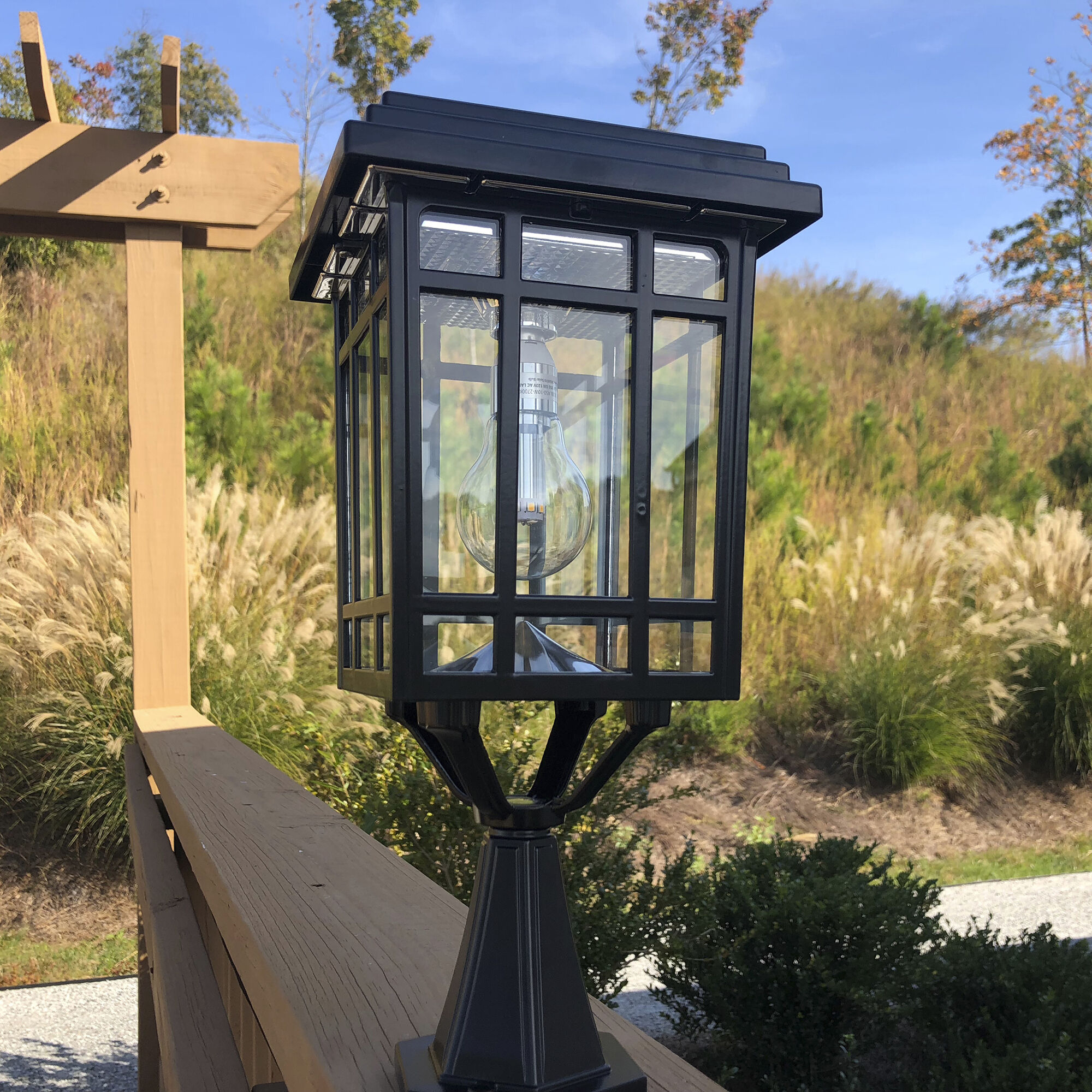 Prairie LED 14 inch Black Outdoor Post Light, Solar