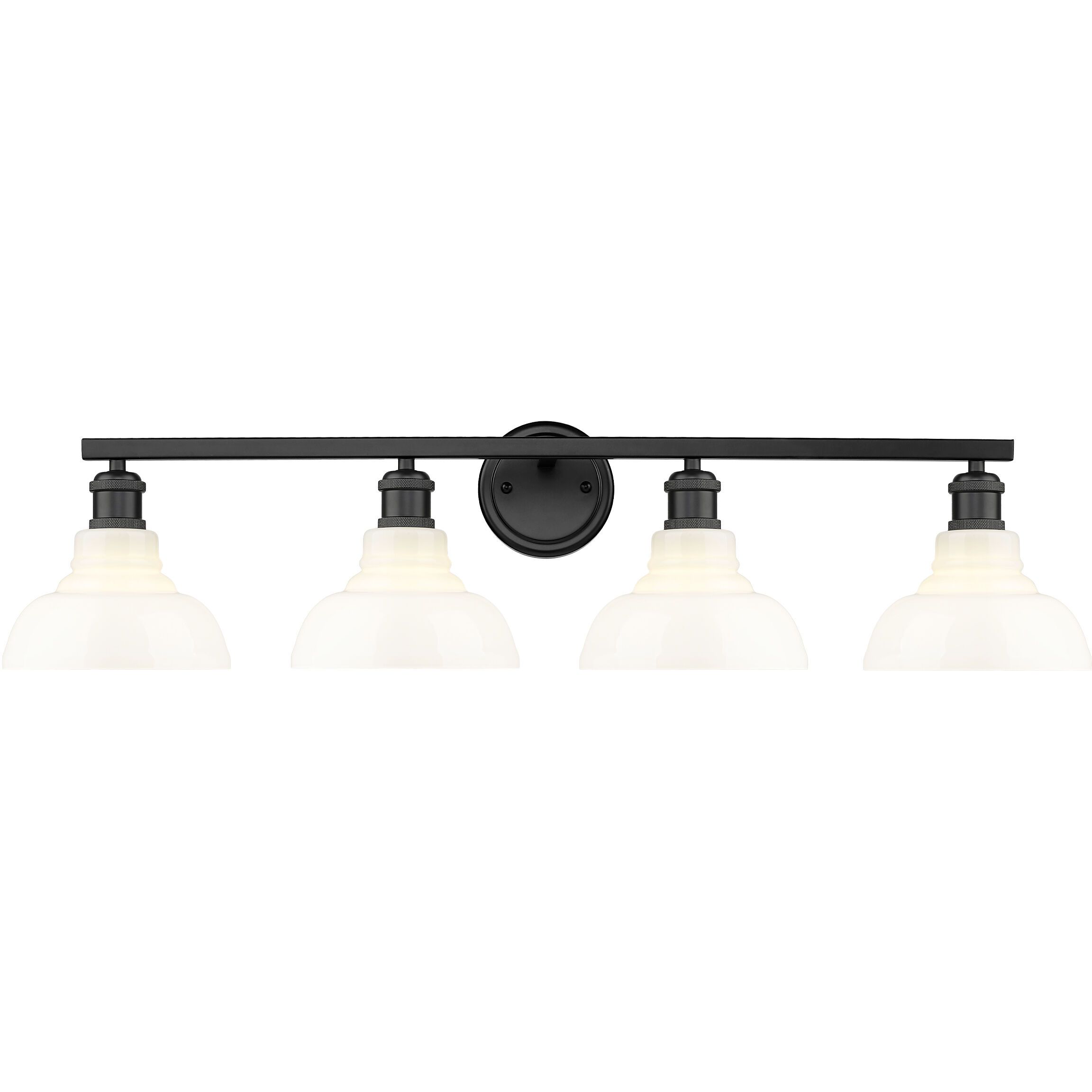 Yep Carver Vanity Wall Light in Matte Black, Vintage Milk Glass