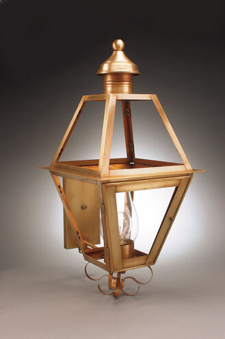 Boston 1 Light 25 inch Antique Brass Outdoor Wall Light in Clear Glass, One 75W Medium with Chimney