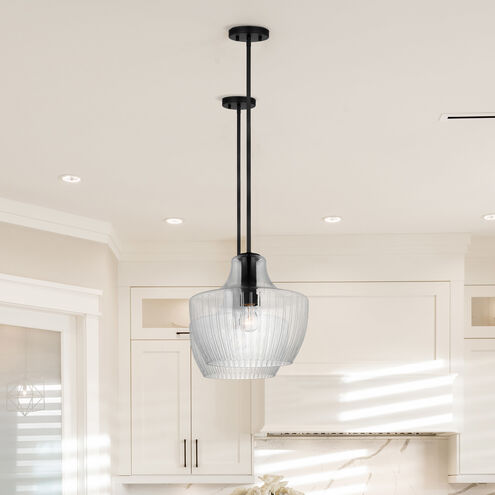 Destin 1 Light 14 inch Black with Silver Accents Pendant Ceiling Light