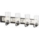 Hammer Time 4 Light 33 inch Carbon/Polished Stainless Bath Vanity Wall Light