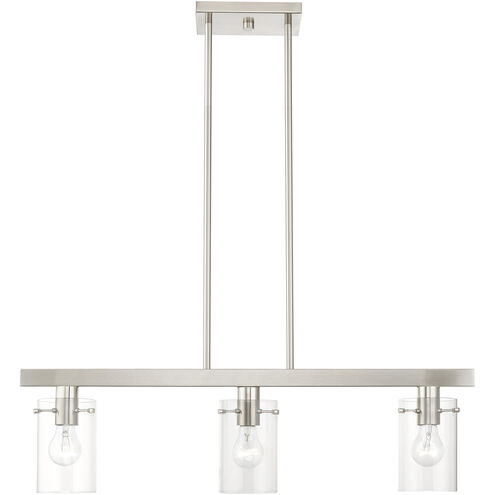 Munich 3 Light 30 inch Brushed Nickel Linear Chandelier Ceiling Light