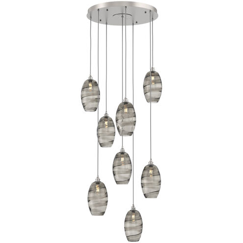 Ellisse 8 Light Beige Silver Chandelier Ceiling Light, Round Multi-Port