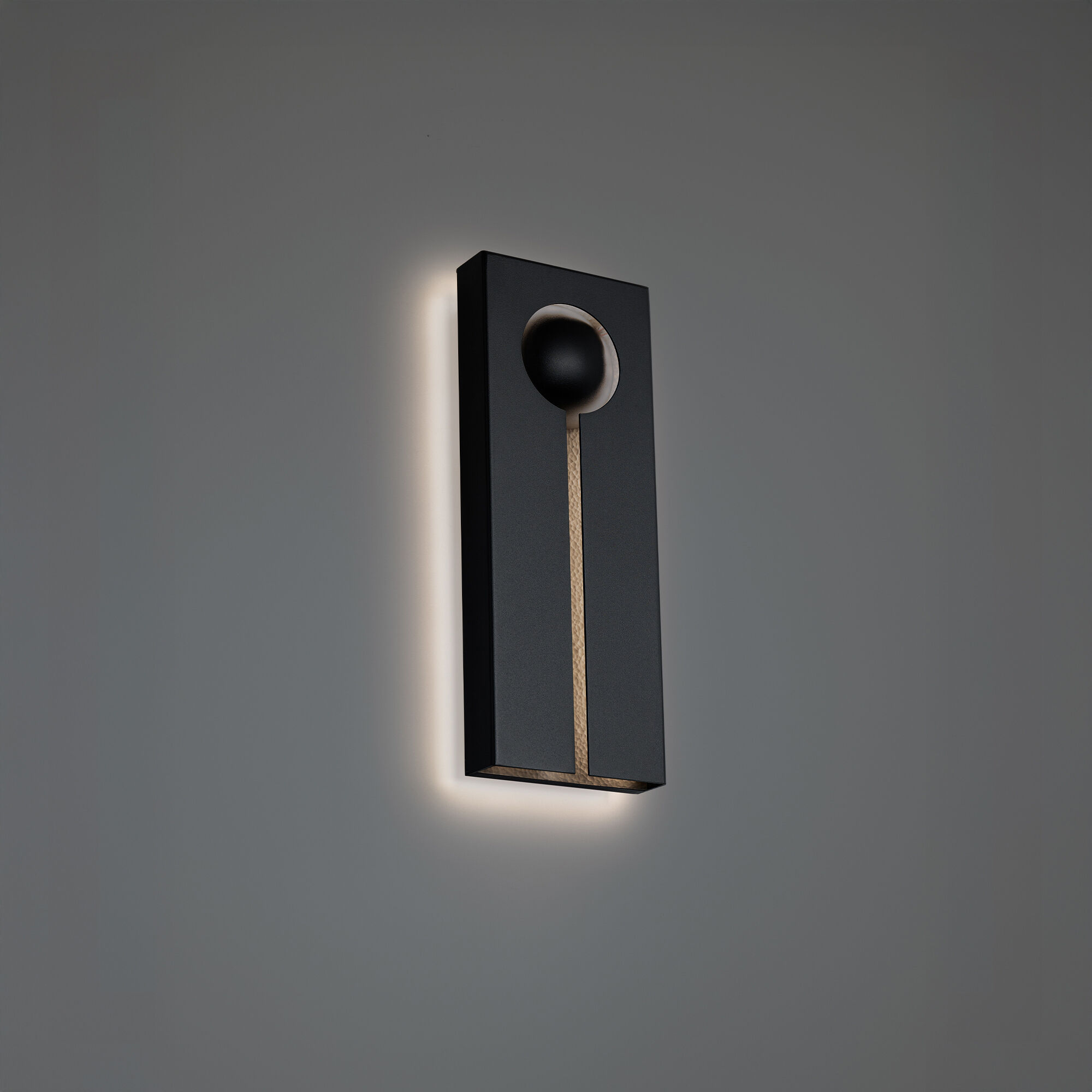 Keyhole LED 16 inch Black and Textured Brushed Nickel Outdoor Wall Lighting