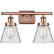 Ballston Small Cone 2 Light 16 inch Antique Copper Bath Vanity Light Wall Light in Clear Glass