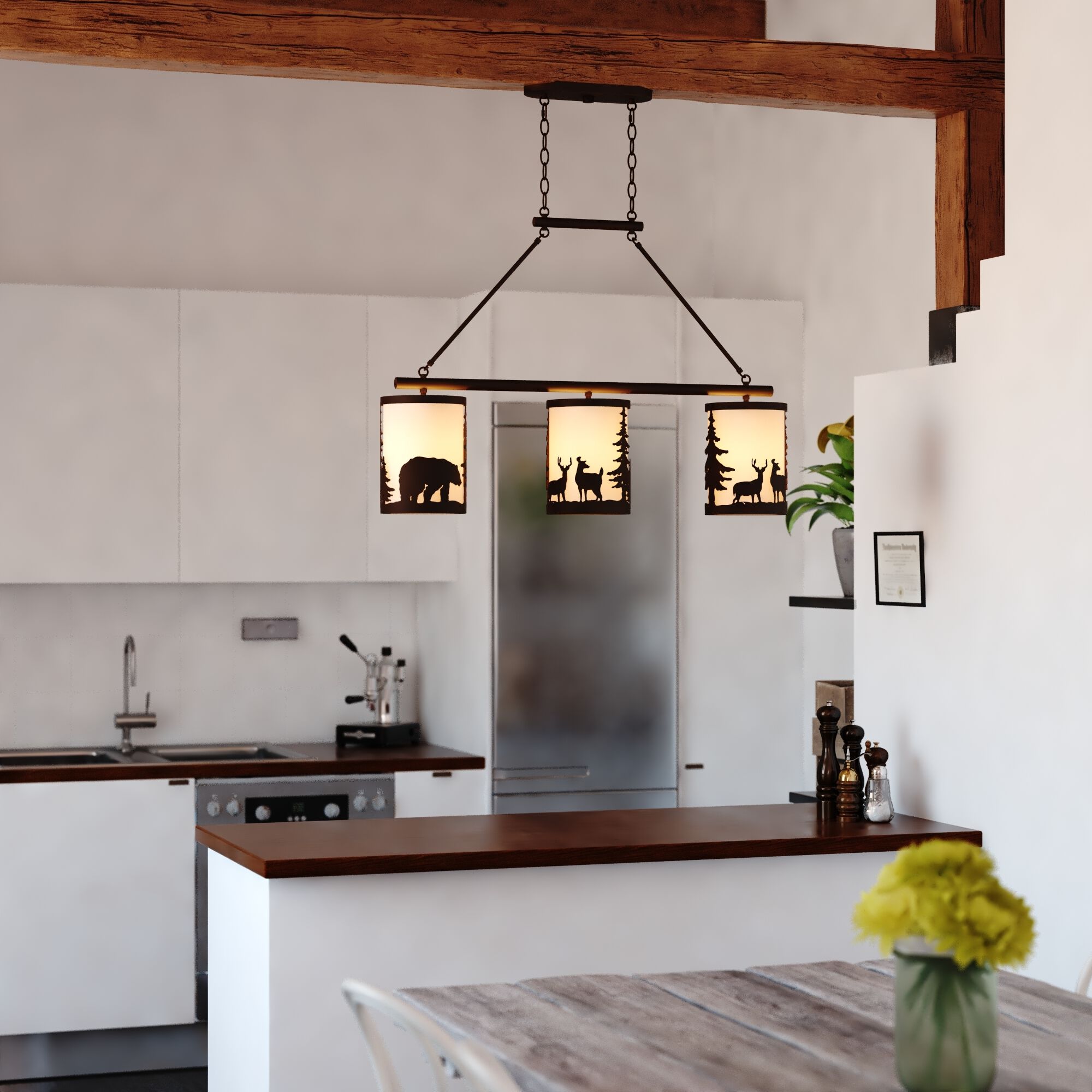 Acadia LED 38 inch Bronze Linear Chandelier Ceiling Light