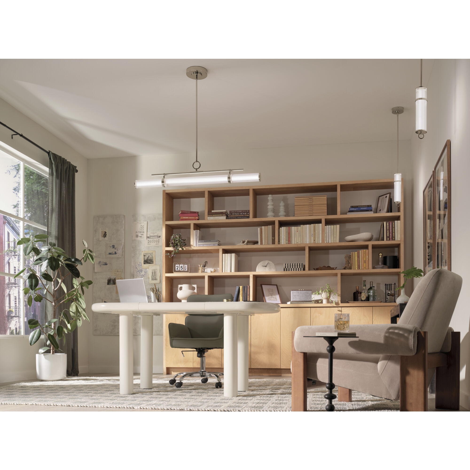 Riven LED 8 inch Polished Nickel Chandelier Linear Ceiling Light