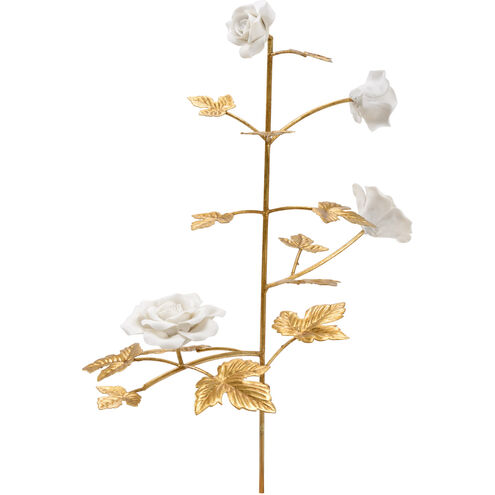 Chelsea House White/Antique Gold Leaf Rose Stem Accent, Small