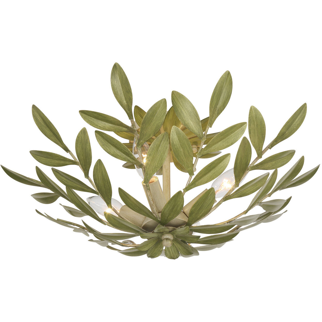 Broche 4 Light 20.75 inch Champagne Green Tea Semi Flush Ceiling Light