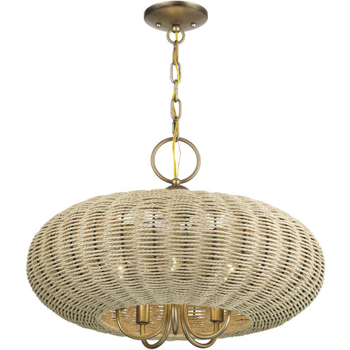Summervine 5 Light 22 inch Antique Gold Leaf Pendant Chandelier Ceiling Light