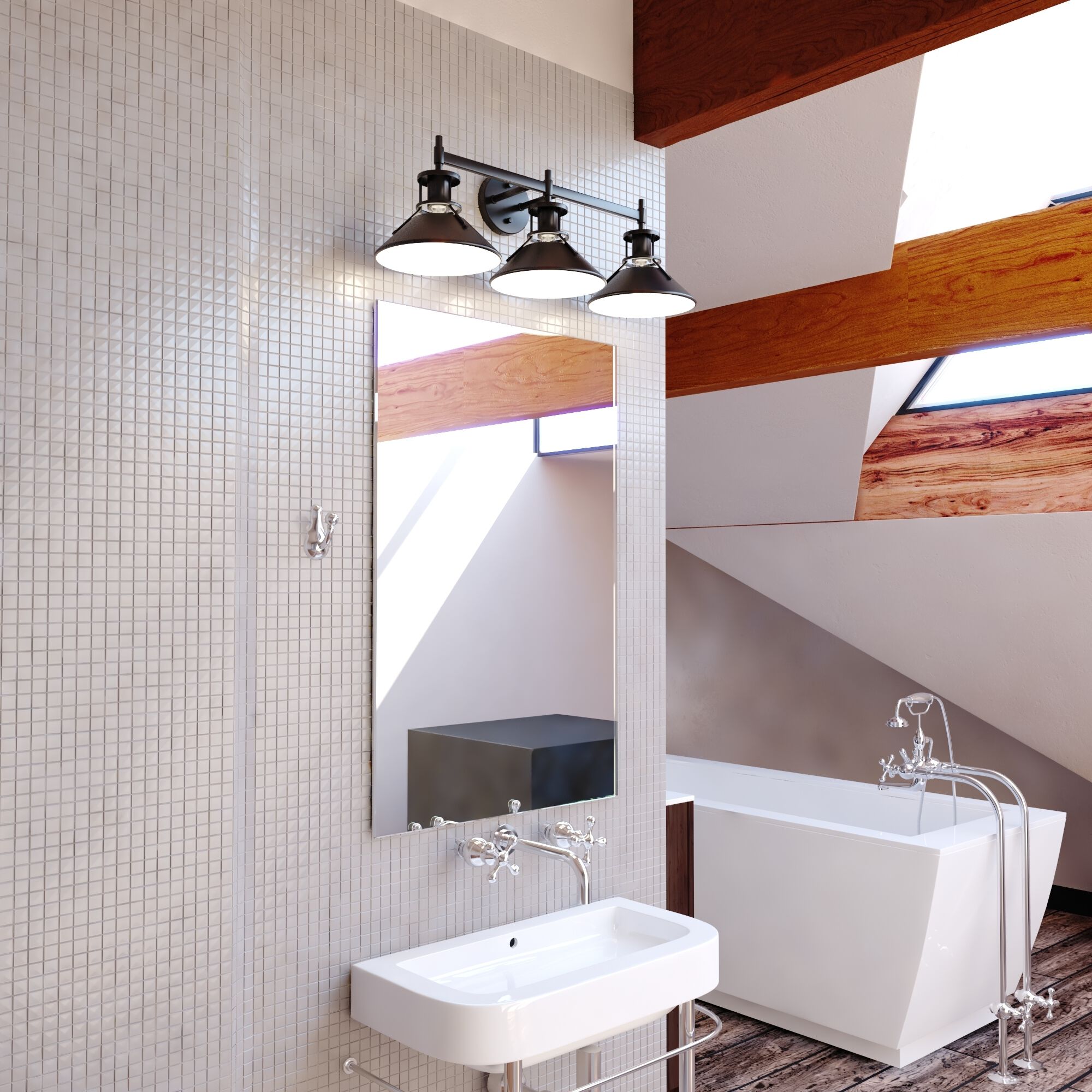 Canton LED 29 inch Black and Matte White Bathroom Light Wall Light in 3