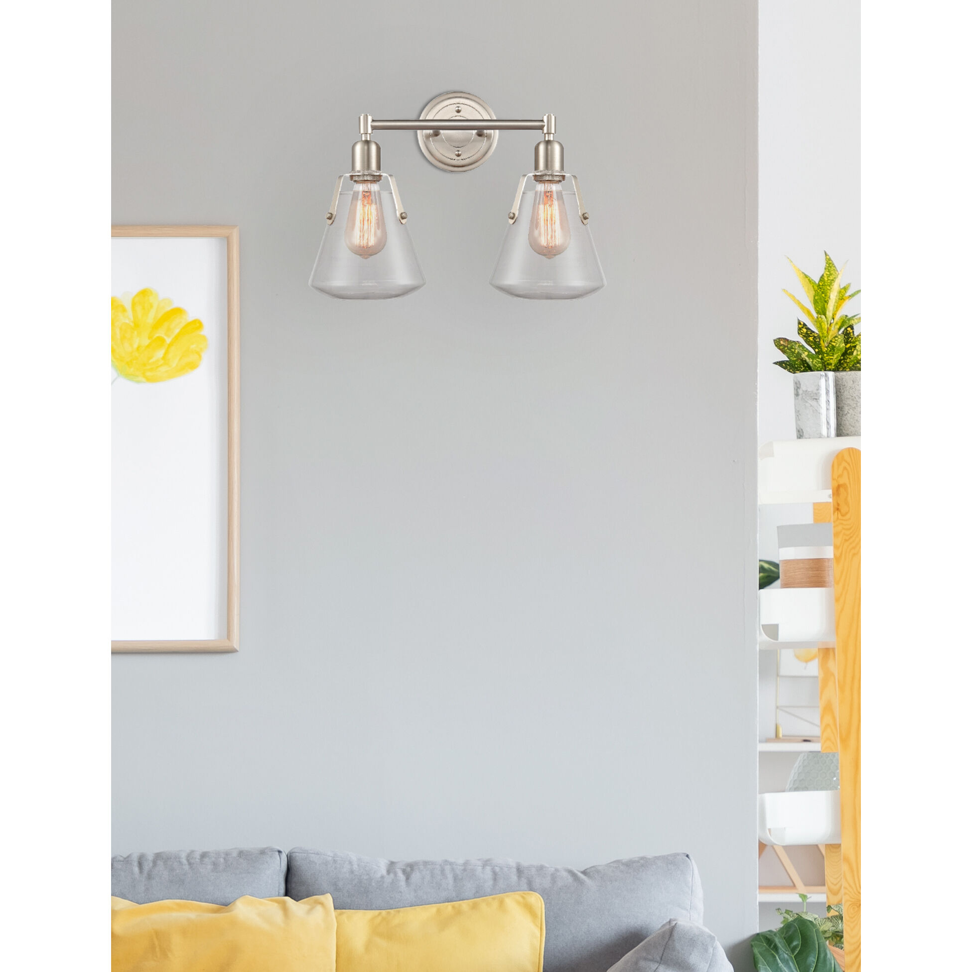 Luna 2 Light 18 inch Satin Nickel Bath Vanity Light Wall Light