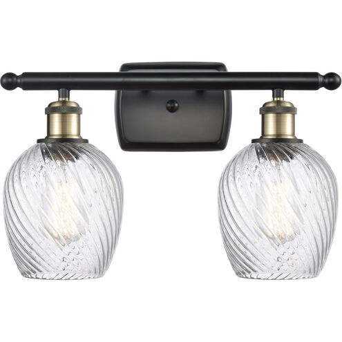 Ballston Salina 2 Light 16 inch Black Antique Brass Bath Vanity Light Wall Light, Ballston
