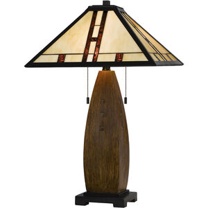 3106 Tiffany 26 inch 60.00 watt Oak Table Lamp Portable Light