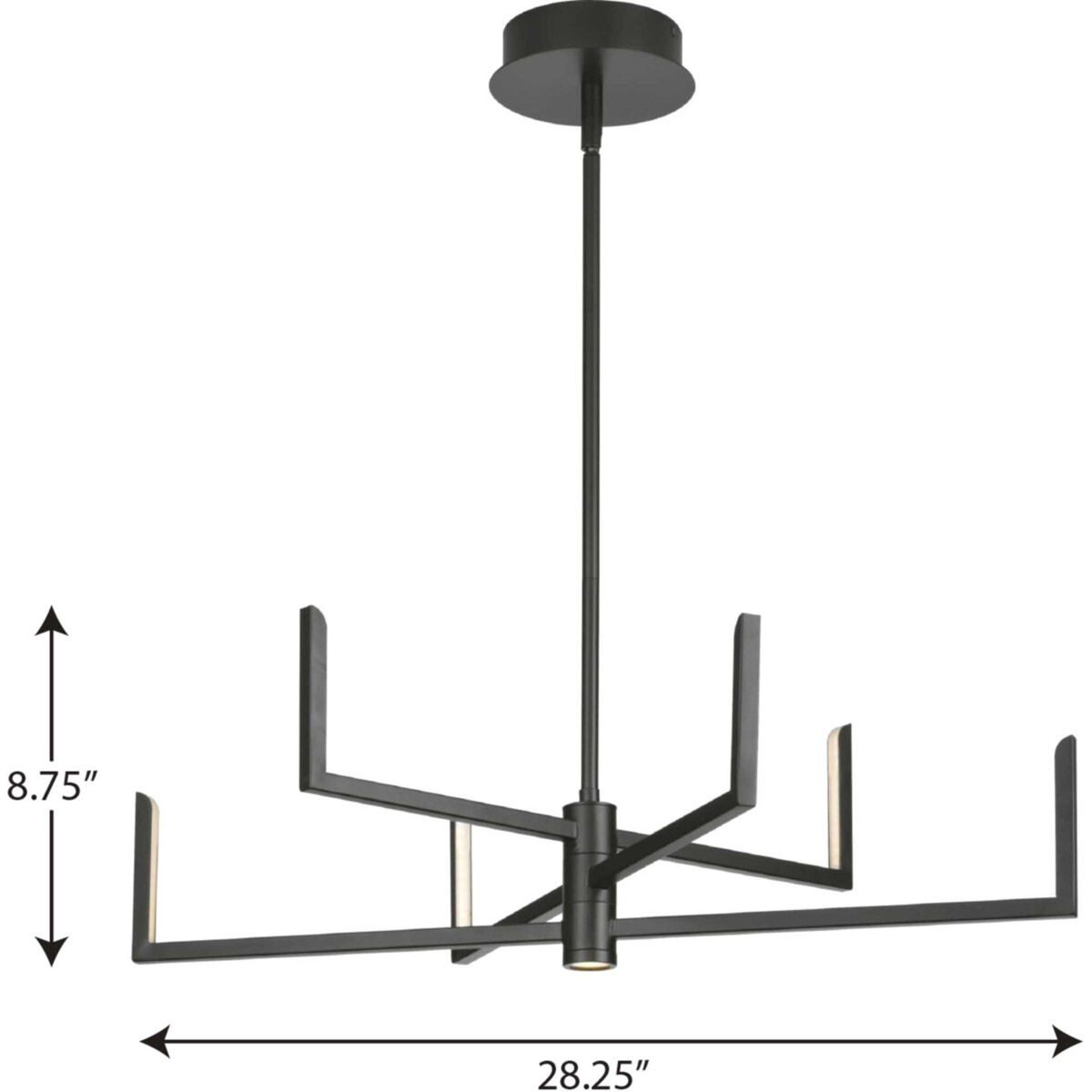 Pivot LED LED 28 inch Matte Black Chandelier Ceiling Light, Progress LED 