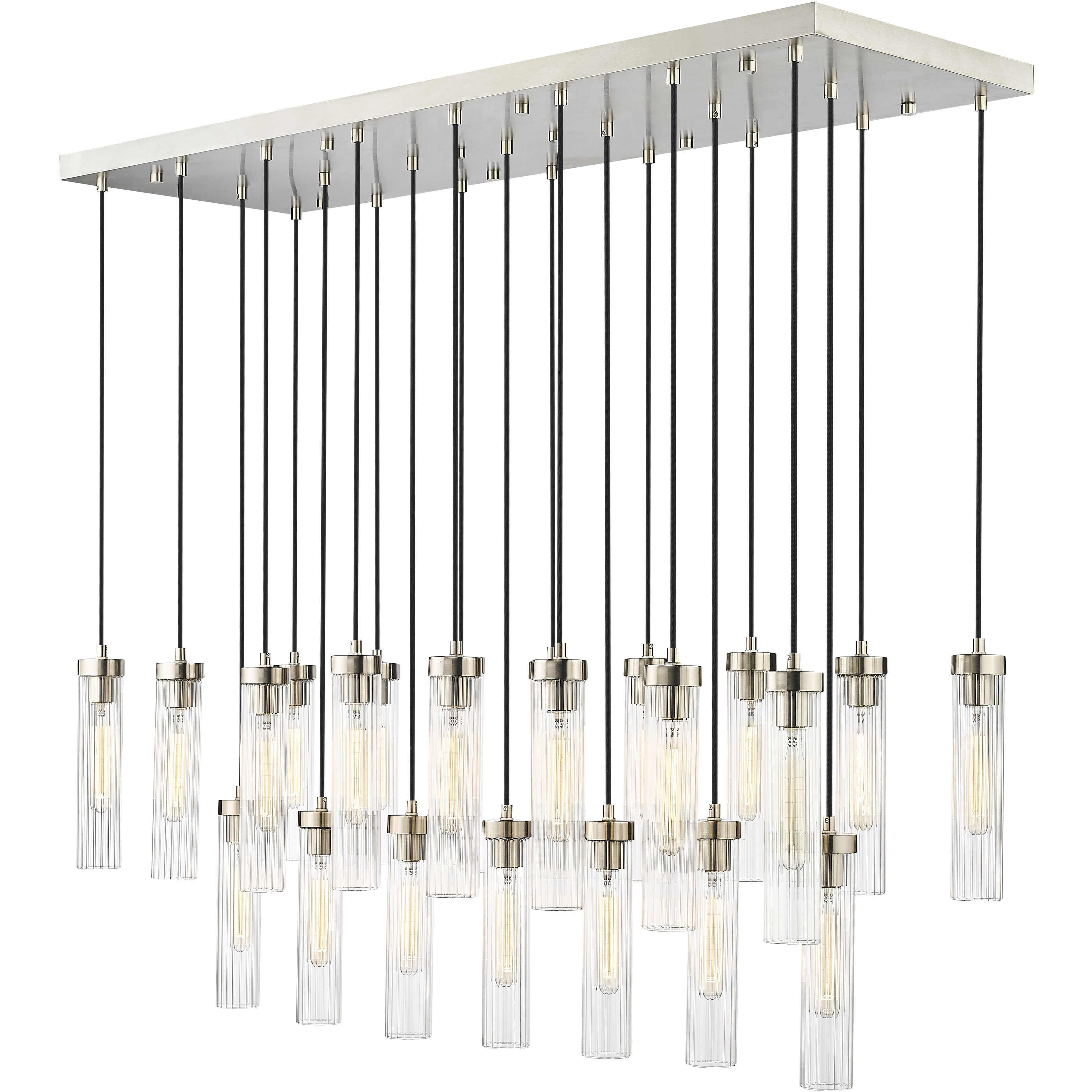 Beau 23 Light 54 inch Brushed Nickel Linear Chandelier Ceiling Light