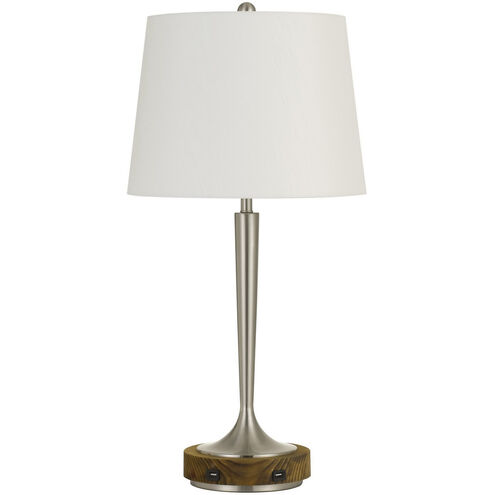 Chester 29 inch 150 watt Brushed Steel And Wood Table Lamp Portable Light 