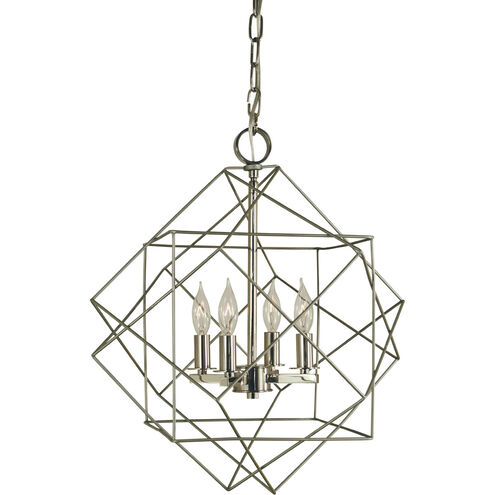 Etoile 4 Light 15 inch Satin Pewter with Polished Nickel Mini Chandelier Ceiling Light in Satin Pewter/Polished Nickel