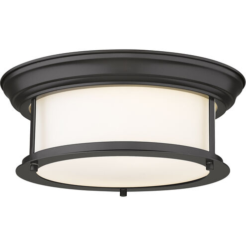 Sonna 2 Light 13.25 inch Bronze Flush Mount Ceiling Light in Matte Opal Glass