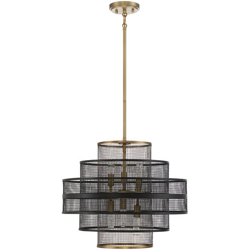 Kelvin 6 Light 20 inch Black with Warm Brass Accents Pendant Ceiling Light