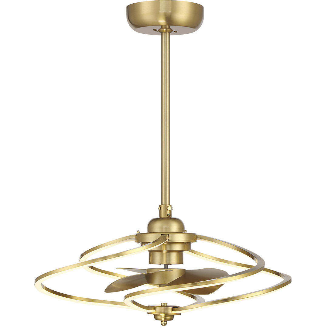 Hydra 12 inch Warm Brass with Gold Blades Fan D'Lier