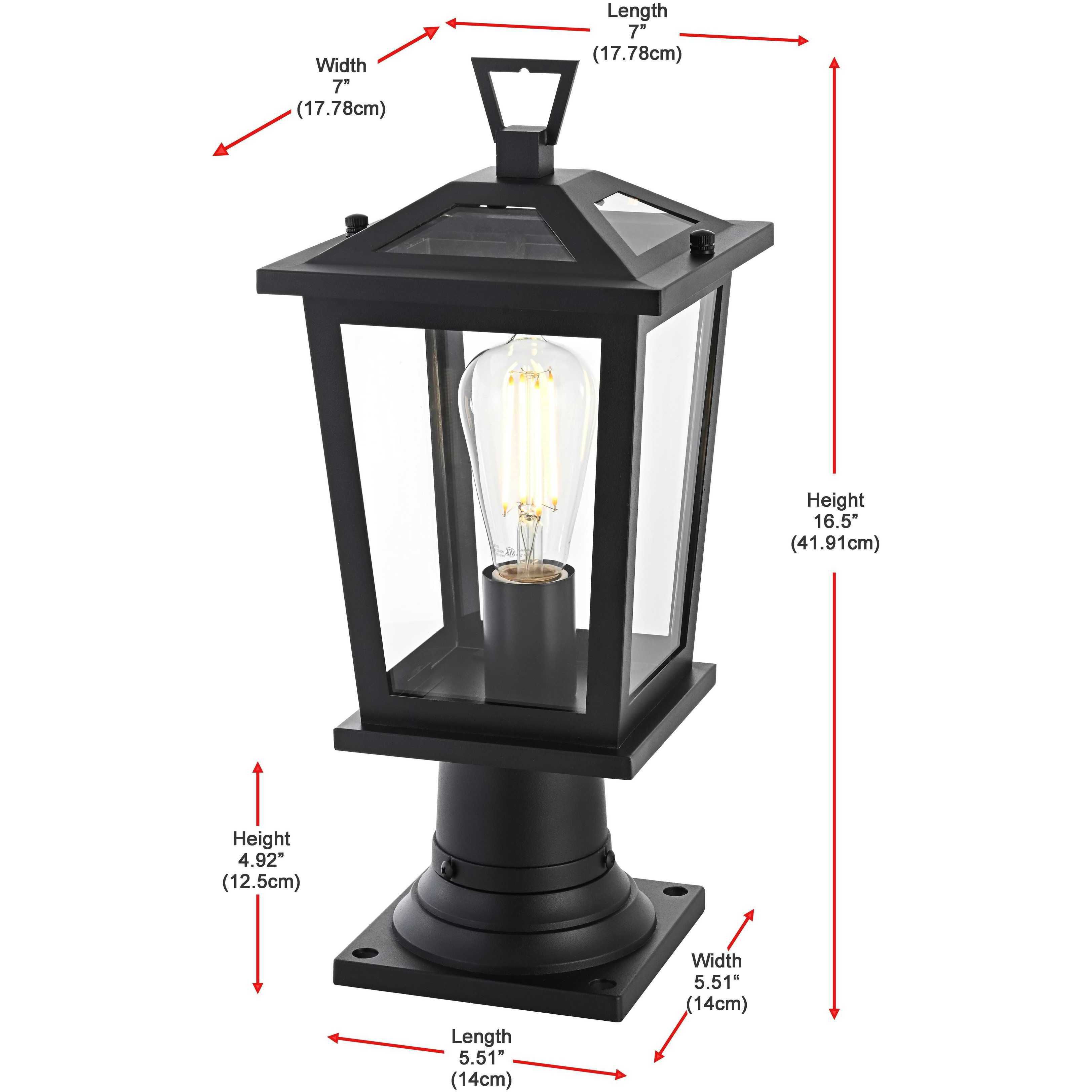 Cayman 1 Light 16.5 inch Black Outdoor Post Light