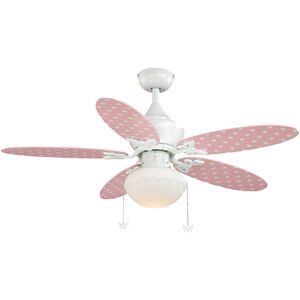 Alice 44 inch White with Solid Pink-Daisy Print Blades Ceiling Fan