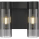 Empire 2 Light 10.5 inch Matte Black Sconce Wall Light in Plated Smoke Glass