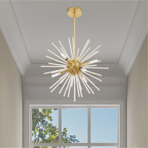 Utopia 6 Light 20 inch Satin Brass Pendant Chandelier Ceiling Light