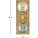 Oberon 2 Light 7 inch Heritage Brass Sconce Wall Light