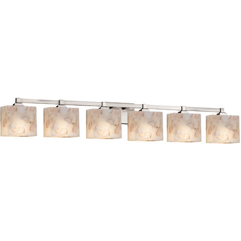 Alabaster Rocks 6 Light 50.5 inch Brushed Nickel Vanity Light Wall Light in LED, Rectangle