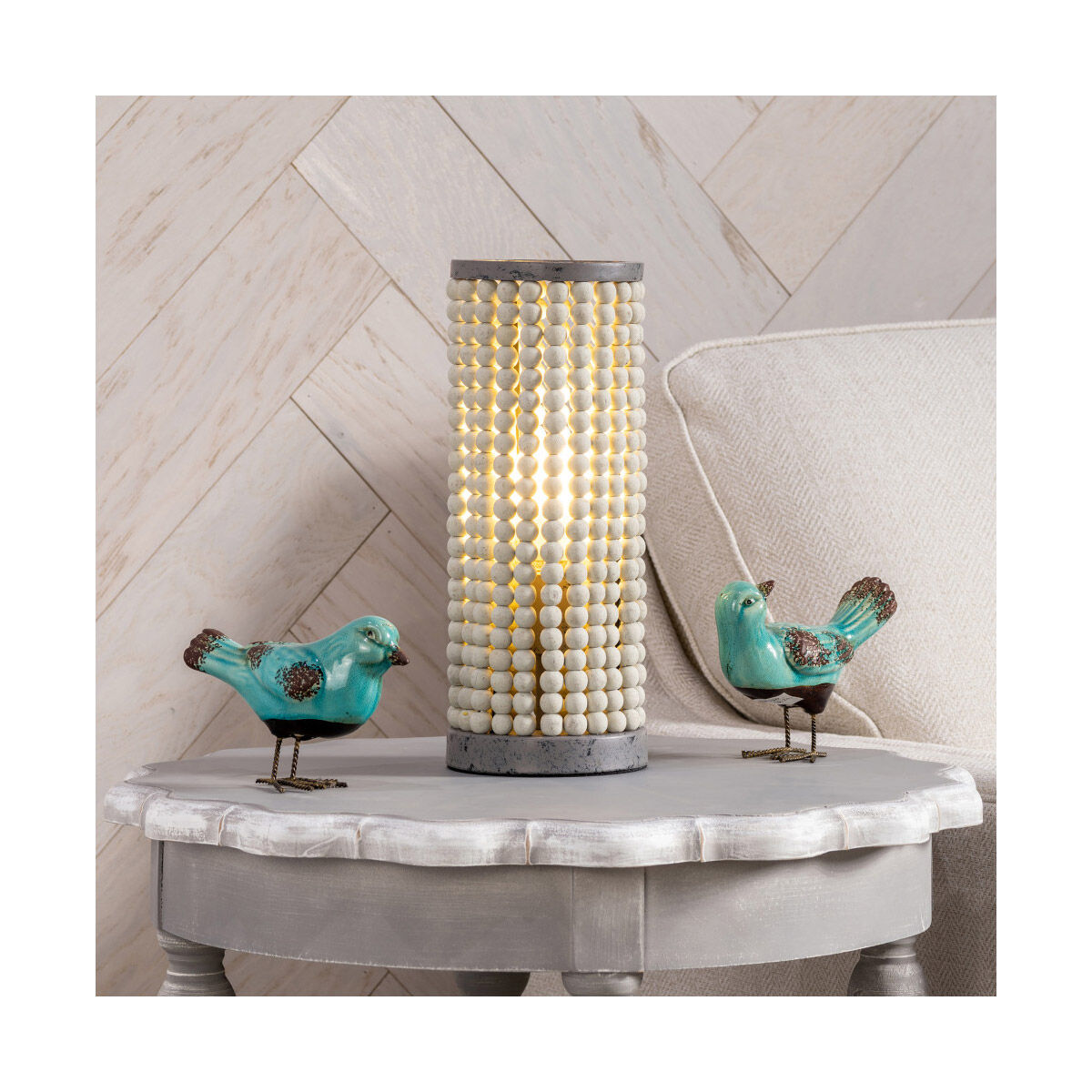 Amelia 13.75 inch 60 watt Handfinished Natural and Gray Table Lamp Portable Light