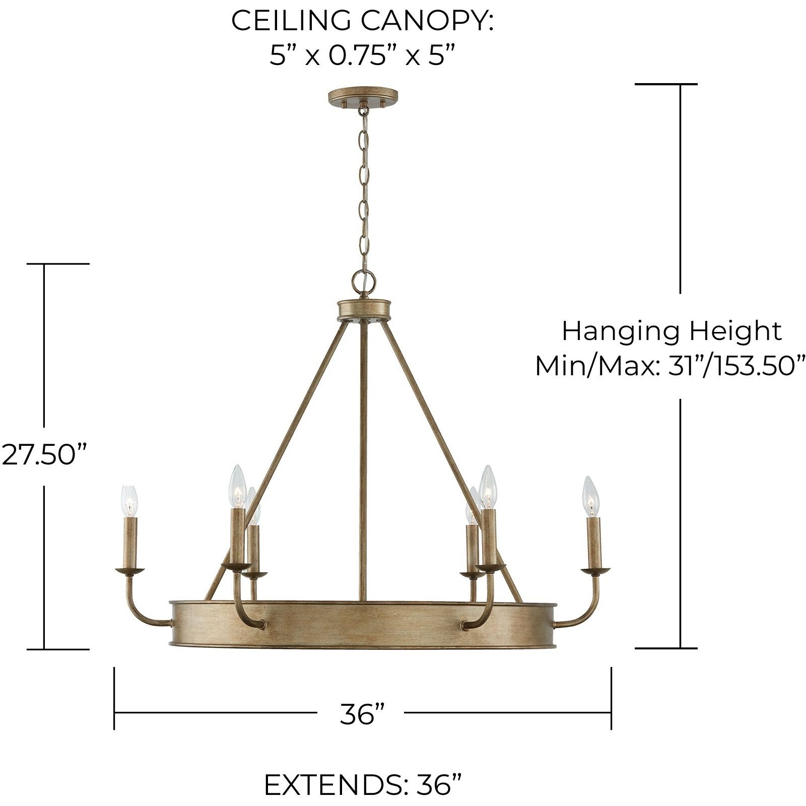 Nole 6 Light 36 inch Mystic Luster Chandelier Ceiling Light
