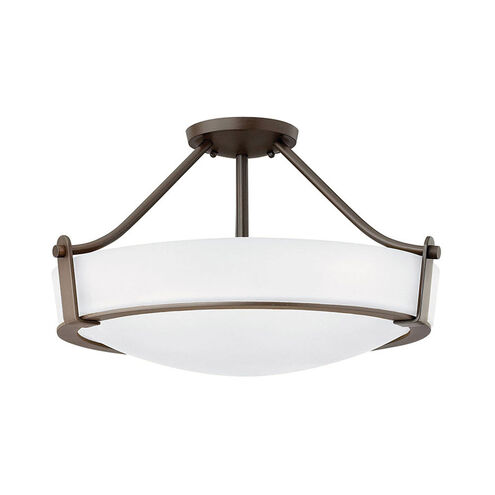 Hathaway LED 21 inch Olde Bronze Semi-Flush Mount Ceiling Light in Etched White