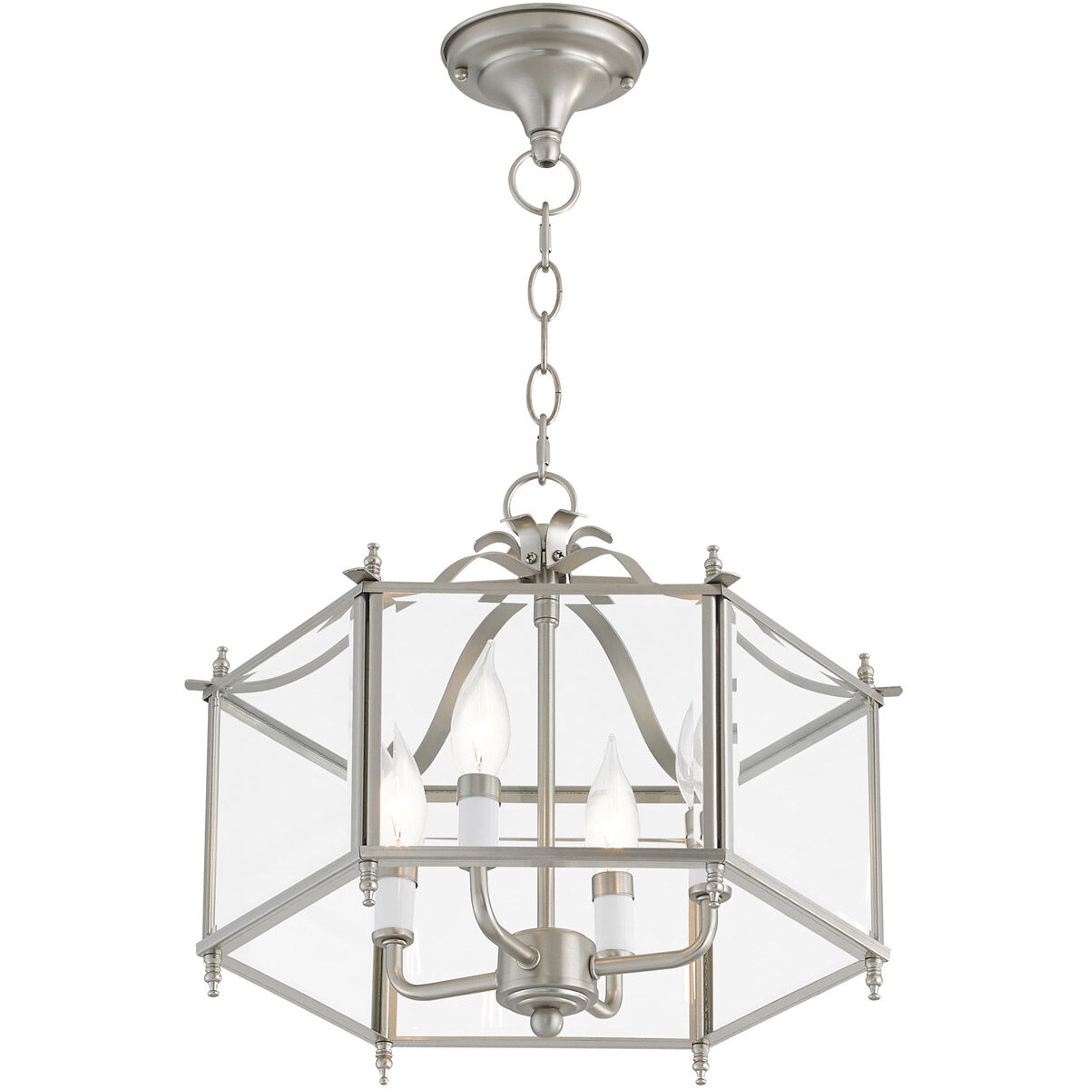 Livingston 4 Light 16 inch Brushed Nickel Convertible Pendant/Ceiling Mount Ceiling Light